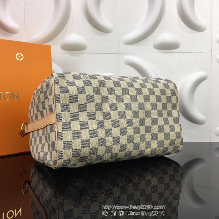 路易威登LV 頂級原單 N41373 Speedy 30手袋 皮質手柄 Damier Azur帆布 理想都市手袋 柔軟輕巧而經典 手提單肩斜挎包  YDH2589